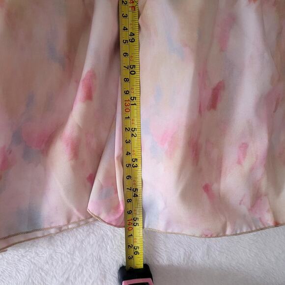 Melloday Sleeveless Pastel Watercolor Tiered Maxi Dress Spring Pockets Sz L NWOT - Picture 8 of 8